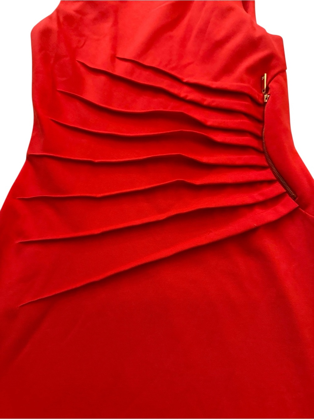 Ivanka Trump Size 8 Orange Sheath Dress Ruched Zip Detail Dopamine Dressing - Picture 3 of 6